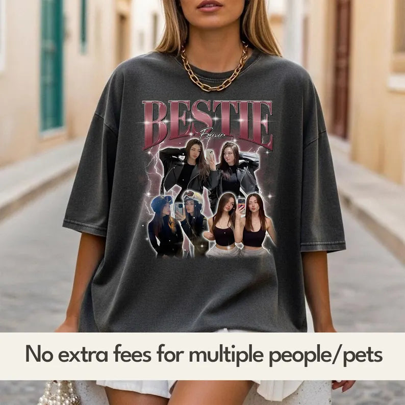 Custom Vintage Bootleg Rap Photo Tee, Personalized Unisex T-shirt Gift for Girlfriend & Boyfriend